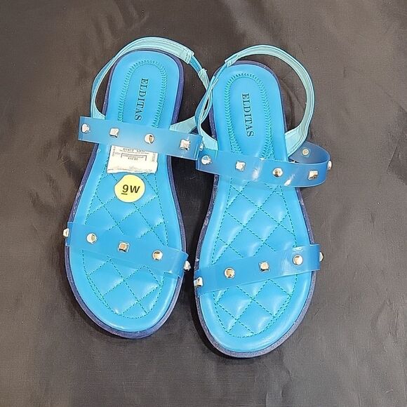 BRAND NEW ELDITAS JELLY STUDDED DOUBLE AND ANKLE STRAP WOMEN"S OPEN TOE … - Picture 2 of 12